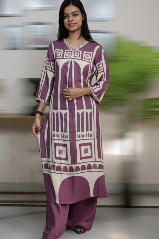 ISHI 803 Beautiful Onion Pink Color Premium Germen Rayon Straight 2Pcs Suit