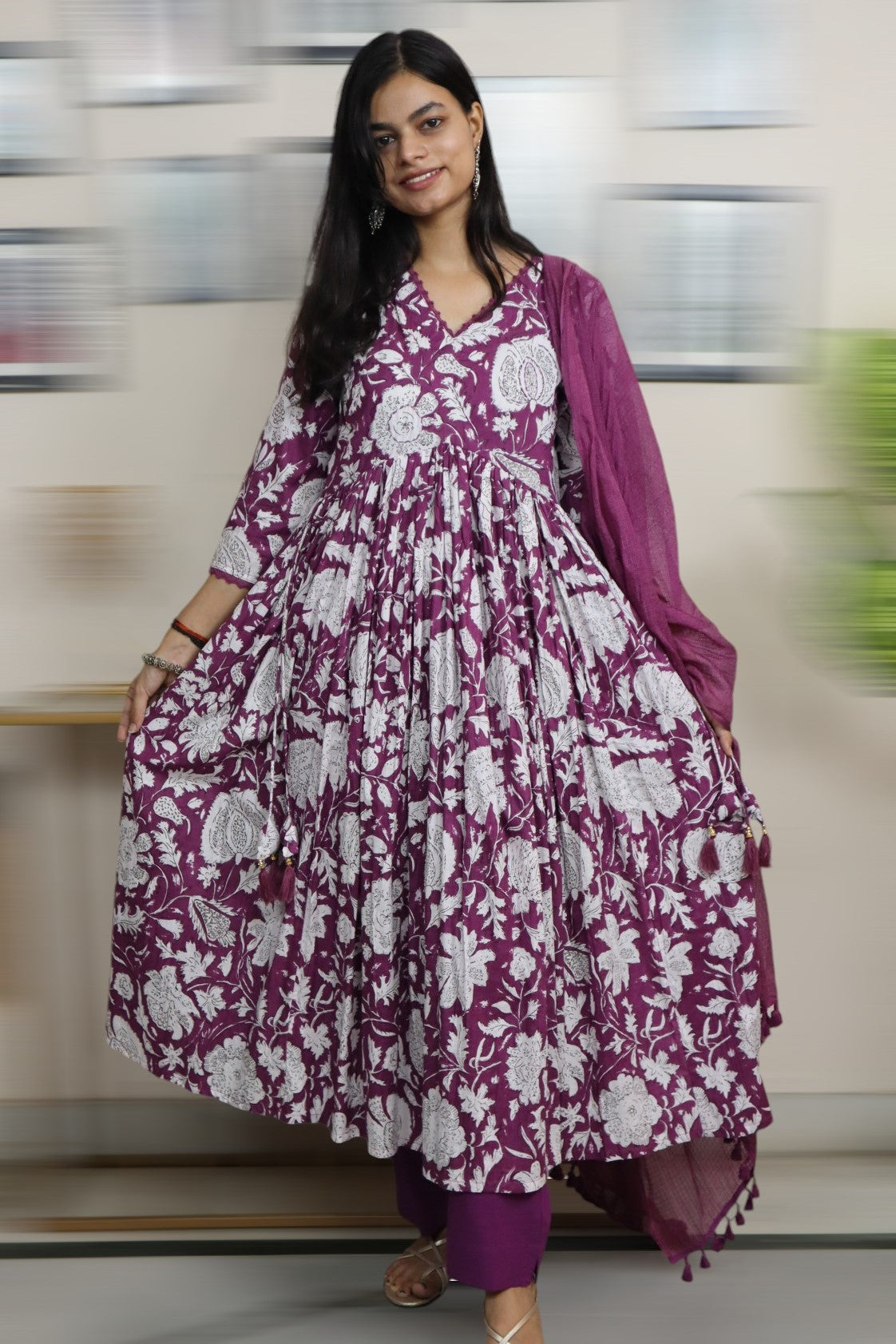 Printed Anarkali Cotton Frock Suit Designs ISHI 700 Beautiful