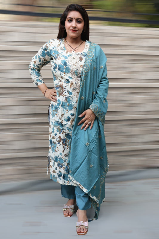 ISHI563 Beautiful Multi Color Modal Muslin Straight 3 Pcs Suit