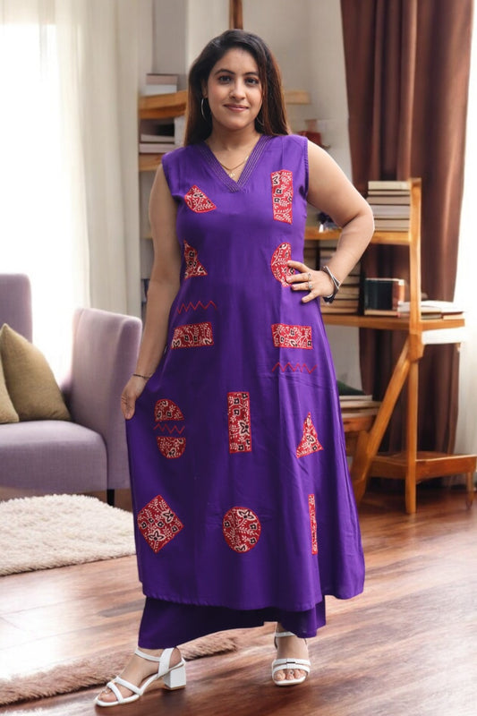 ISHI 955 Beautiful Purple Color Cambric Cotton Embroided 2 Pcs Suit