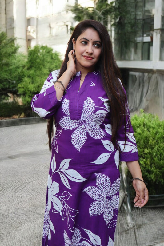 BBC055 Beautiful Purple Color Cotton Printed 2 Pcs Set