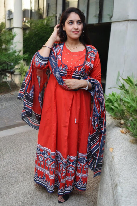 BBC052 Beautiful Rust Color Cotton D3signer 3 Pcs Set