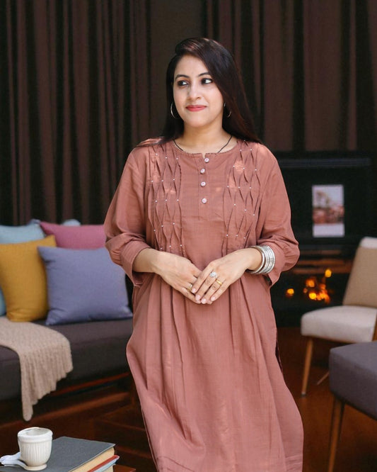 MID0141 Designer Cotton Brown Color 2 Pcs Set