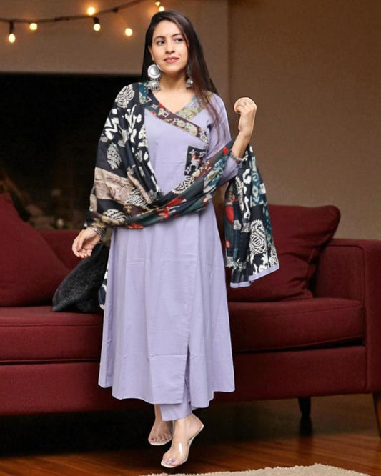SPA0157 Designer Flex Cotton Lavender Color 3 Pcs Set