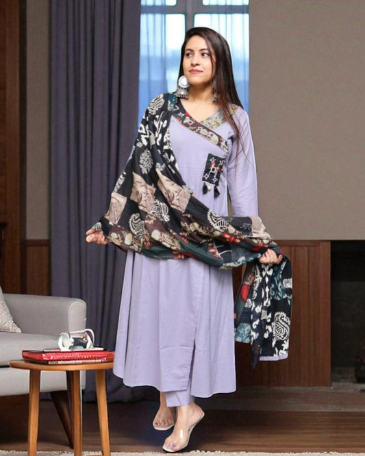 SPA0157 Designer Flex Cotton Lavender Color 3 Pcs Set