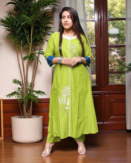 SPD0160 Designer Cotton Green Color 2 Pcs Set