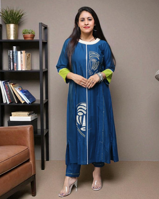 SPD0159 Designer Cotton Blue Color 2 Pcs Set