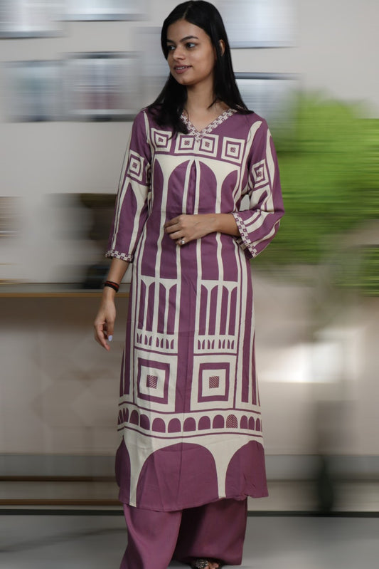 ISHI 803 Beautiful Onion Pink Color Premium Germen Rayon Straight 2Pcs Suit