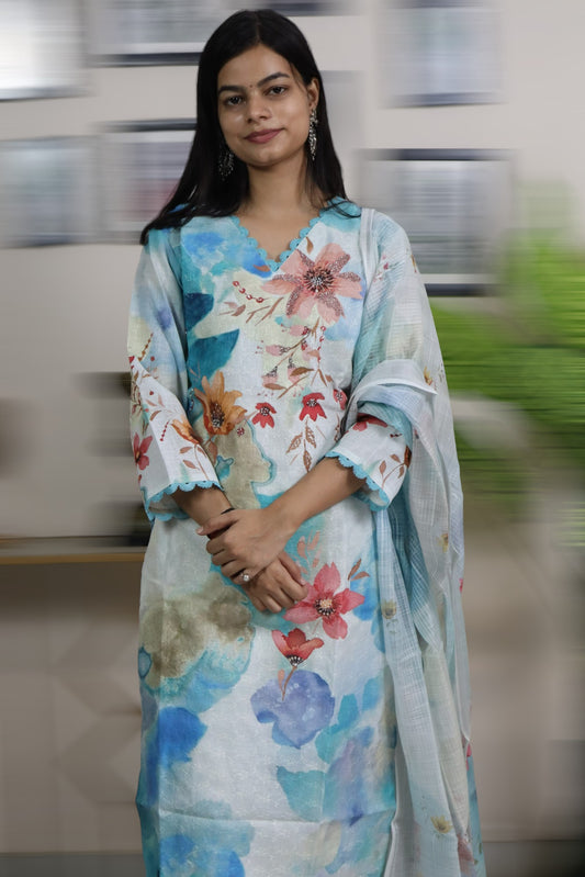 ISHI732 Premium Designer Cotton 3 Pcs Suit