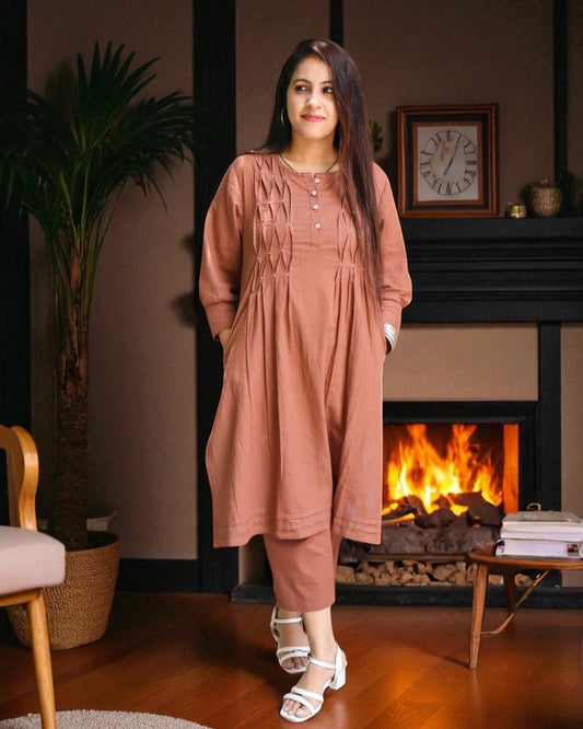 MID0141 Designer Cotton Brown Color 2 Pcs Set