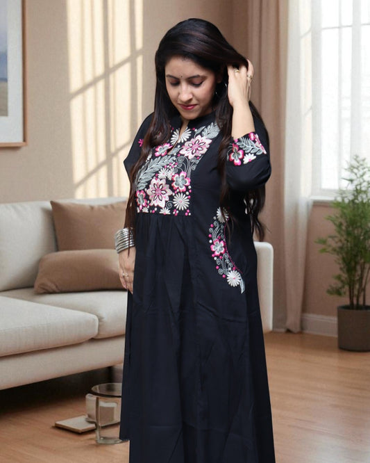 SAA0146 Designer Cotton Black Color Embroided 3 Pcs Set